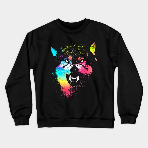 Technicolor Wolf Crewneck Sweatshirt by clingcling